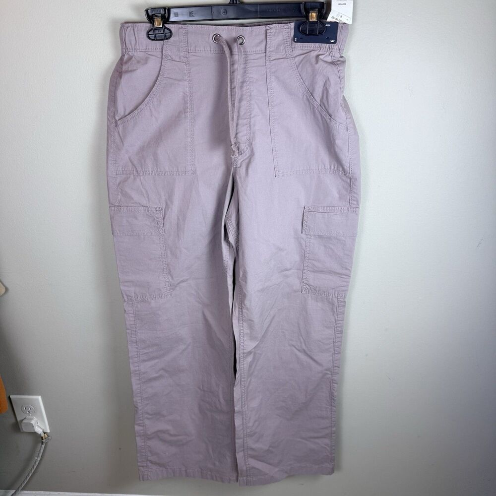 Hollister Adjustable-Rise Baggy Cargo Pants Mauve Purple Small Wide Leg NEW